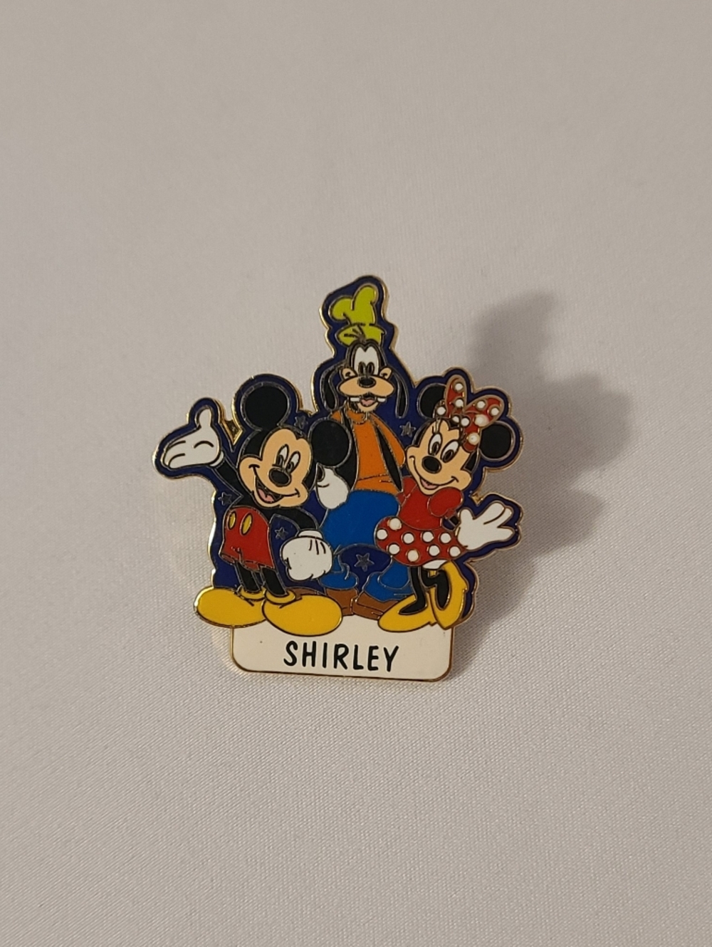 Disney Pin Mickey Mouse Minnie Mouse Goofy Shirley Name On Pin